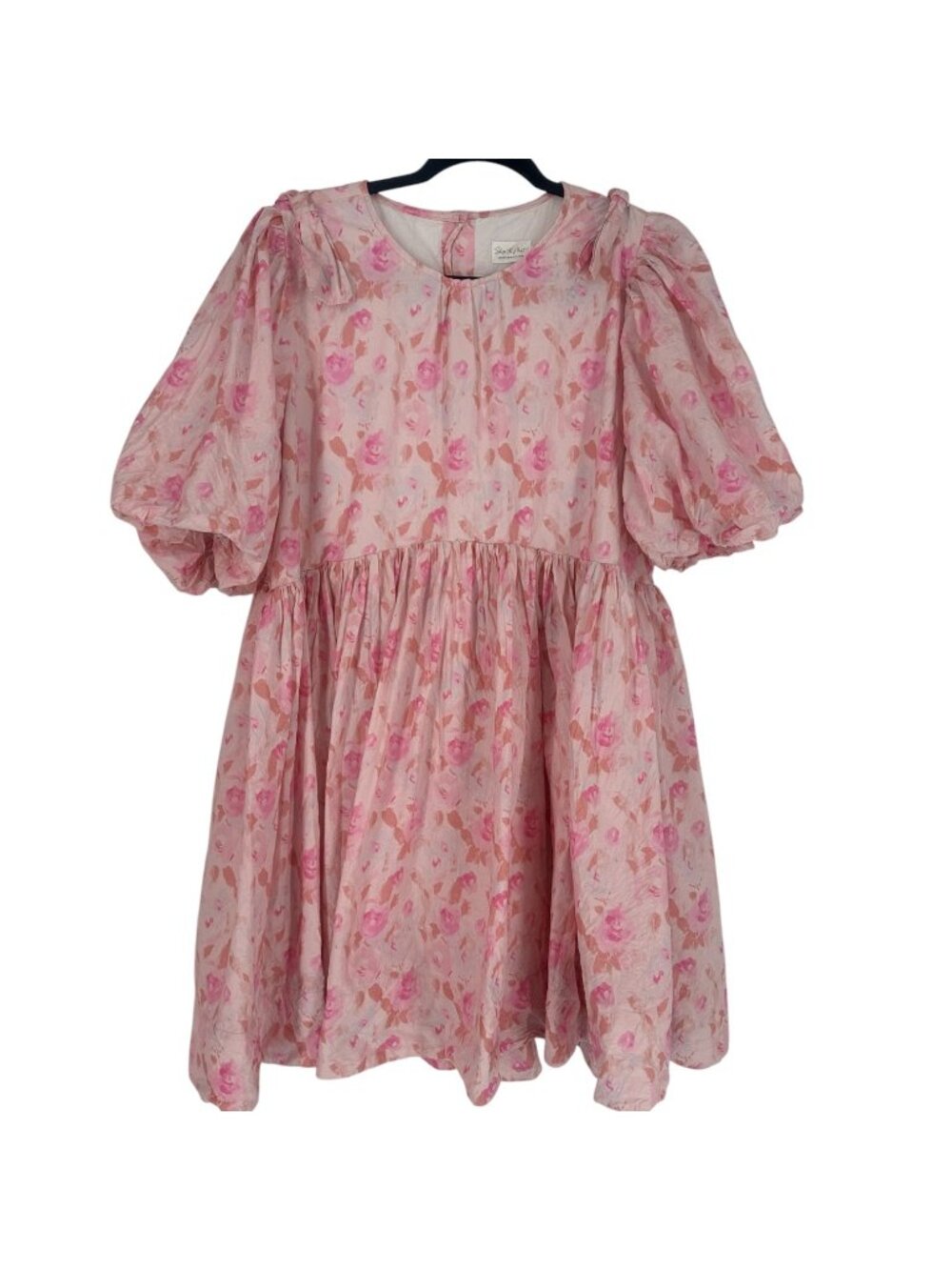 Shop The Mint Babydoll Dress XL Pink Floral Puff Sleeve Cottagecore Lined